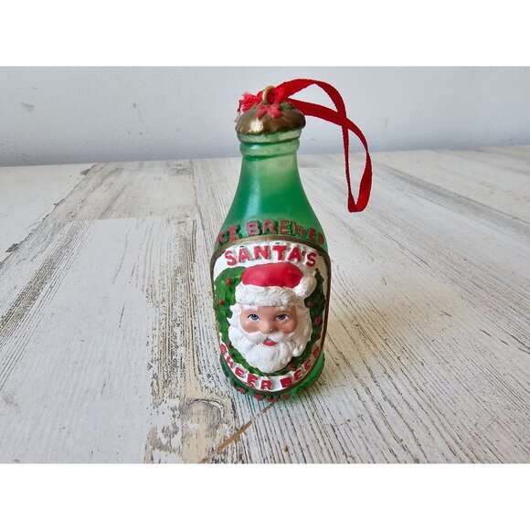 Cheer beer Santa glass ornament Xmas tree - Picture 1 of 8